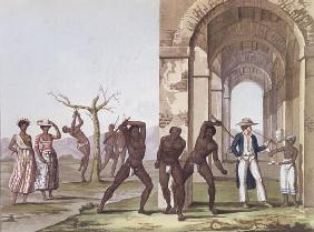 Plantation in Surinam, illustration from 'Le Costume Ancien et Moderne' by Jules Ferrario, c.1820 (c