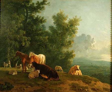Horses and Cows in a Landscape a G. Gilpin