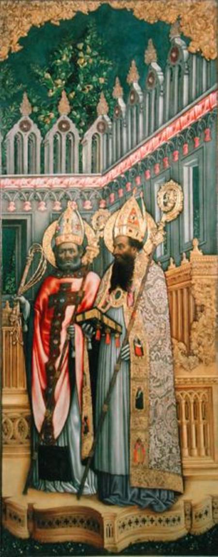 St. Ambrose and St. Augustine, right panel from The Virgin Enthroned with Saints Jerome, Gregory, Am a G. Vivarini