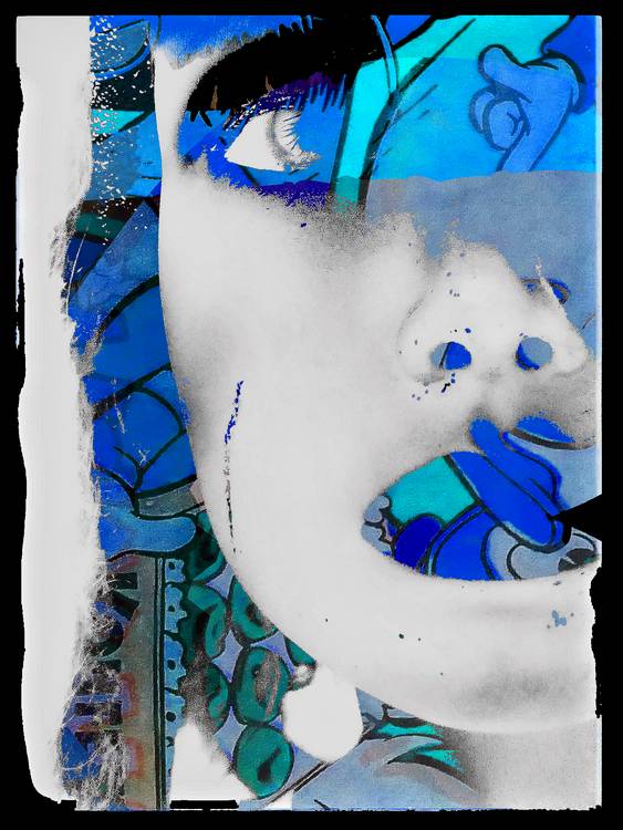 The abstract face with blue lips a Gabi  Hampe