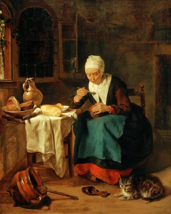 Woman Eating Broth a Gabriel Metsu