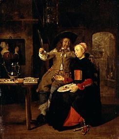 Self-portrait with his Mrs Isabella De Wolff in the pub. a Gabriel Metsu
