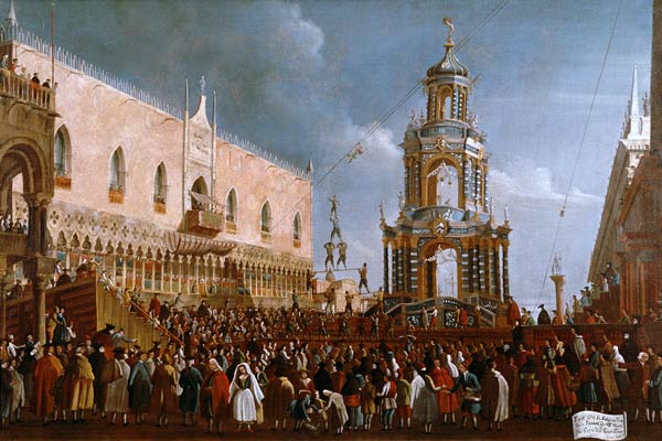 The Festival of Giovedi Grasso in the Piazzetta of San Marco, Venice a Gabriele Bella