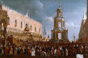The Festival of Giovedi Grasso in the Piazzetta of San Marco, Venice