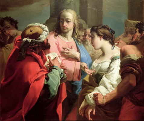 Christ and the Woman Taken in Adultery (oil on canvas) a Gaetano Gandolfi