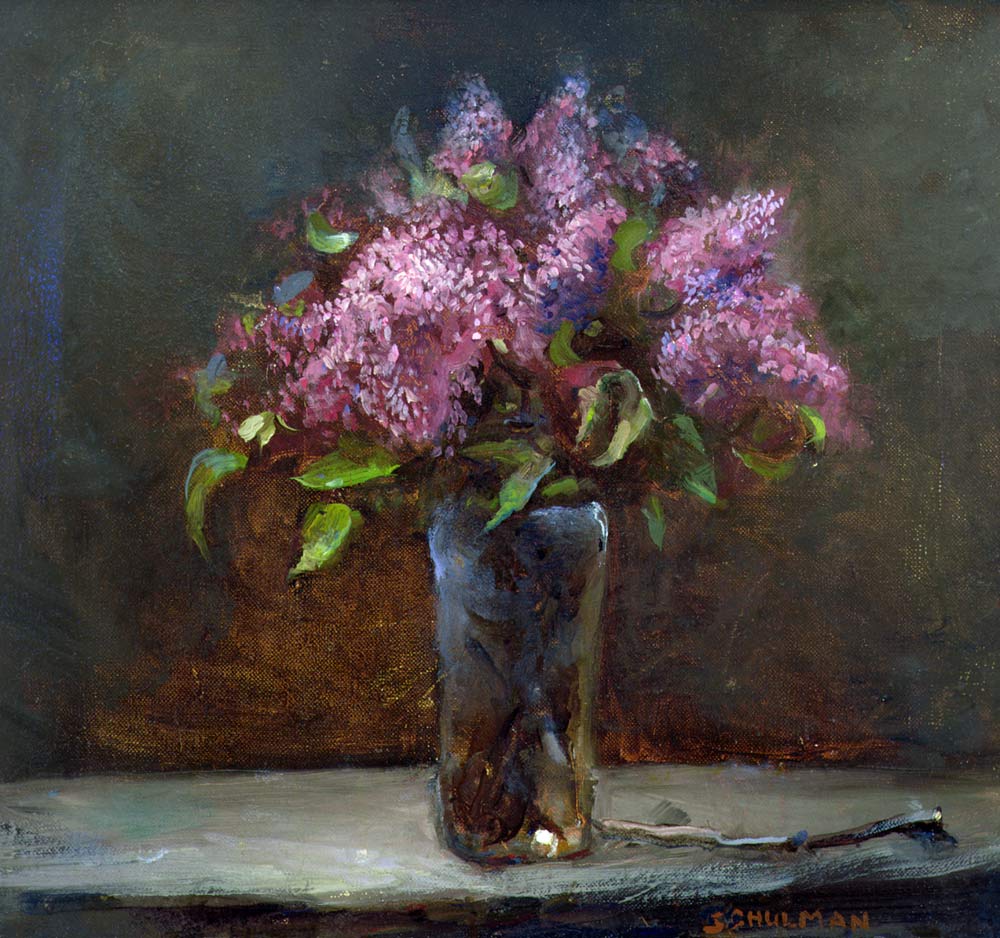Lilacs (oil on canvas)  a Gail  Schulman