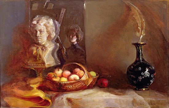 Still Life with Apples and Beethoven''s Bust (oil on canvas)  a Gail  Schulman
