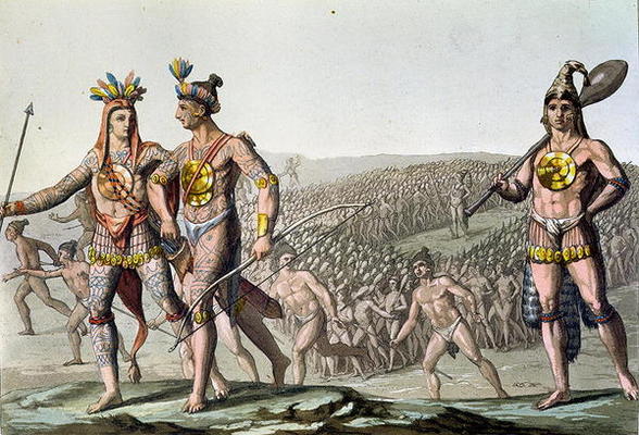 The Chiefs of Florida on their Way to War, c.1820 (coloured engraving) a Gallo Gallina