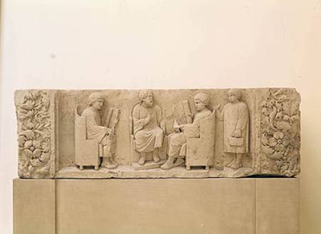 Relief depicting a school scene, from Neumagen a Gallo-Roman