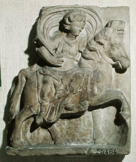Relief of Epona, Gaulish goddess, protector of horses, riders and travellers, from Gannat, Allier a Gallo-Roman