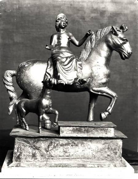Statuette of Epona, Gaulish Goddess, protector of horses, riders and travellers, from La Sarrazine, a Gallo-Roman