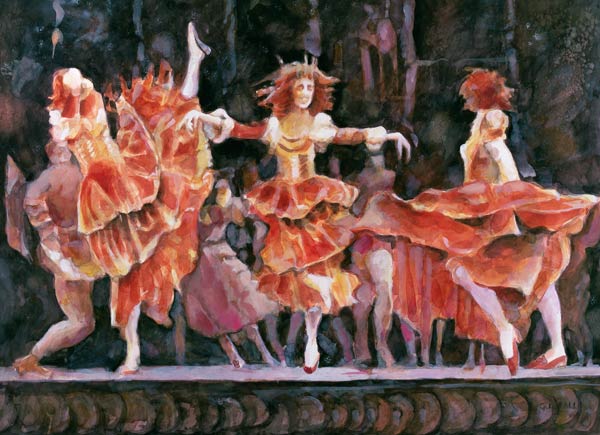 Scene from Romeo and Juliet, Royal Ballet, Covent Garden (w/c on paper)  a Gareth Lloyd  Ball