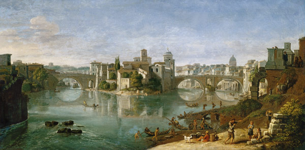 The Tiber Island in Rome a Gaspar Adriaens van Wittel