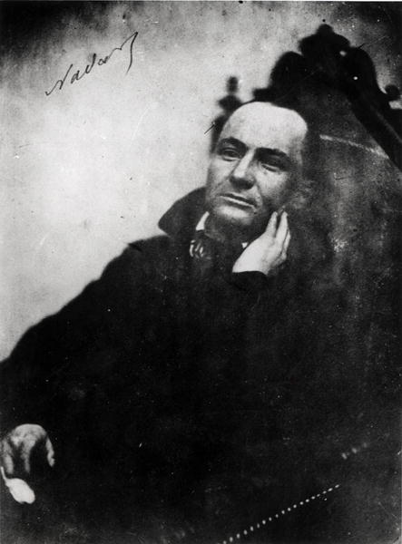 Charles Baudelaire (1821-67) seated in a Louis XIII armchair, 1855 (b/w photo)  a Gaspard Felix Tournachon Nadar