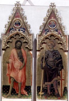 Two saints from the Quaratesi Polyptych: St. John the Baptist and St. George 1425 (tempera on panel) a Gentile da Fabriano