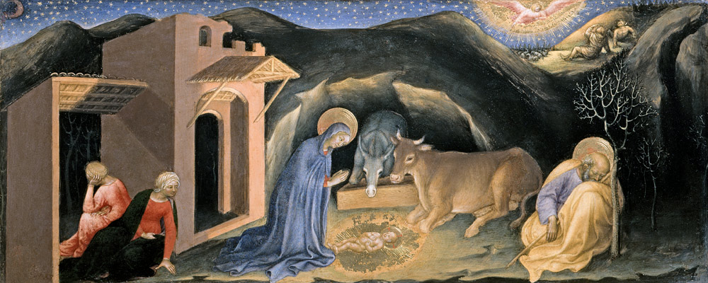 Adoration of the Magi Altarpiece; left hand predella panel depicting the Nativity a Gentile da Fabriano