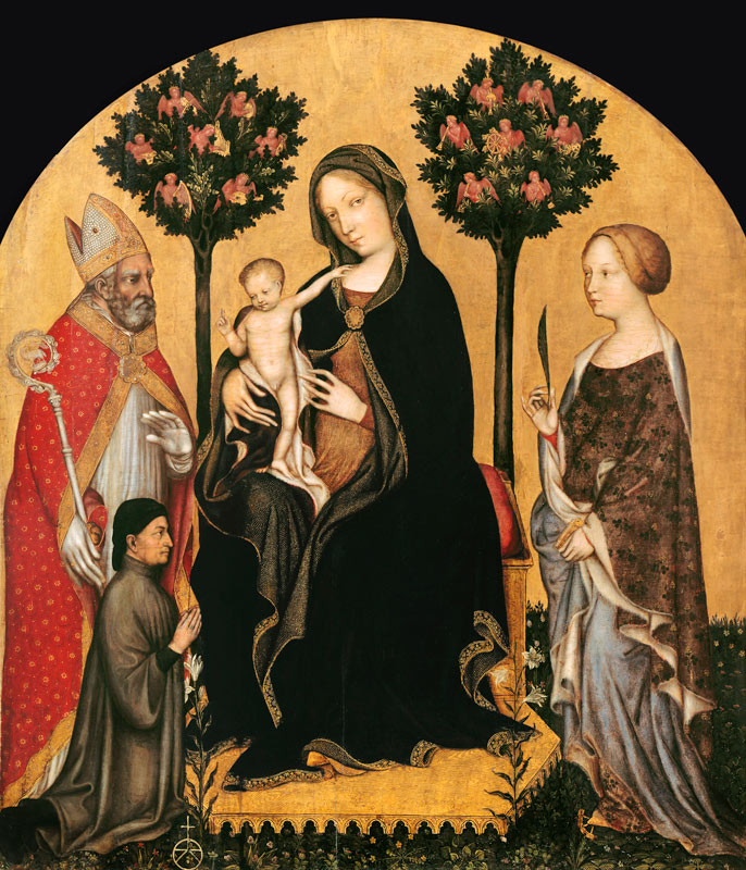Mary Enthroned with the Child, Saints and a Donor a Gentile da Fabriano