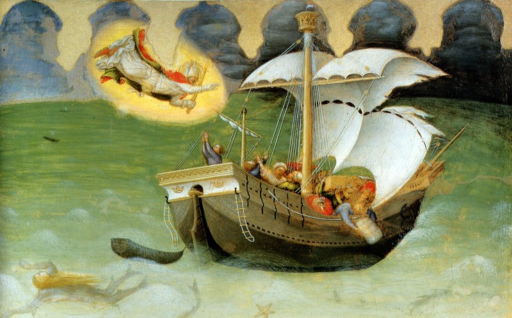 St Nicolas Rescues the Ship from the Tempest (from the Polyptych Quartesi) a Gentile da Fabriano