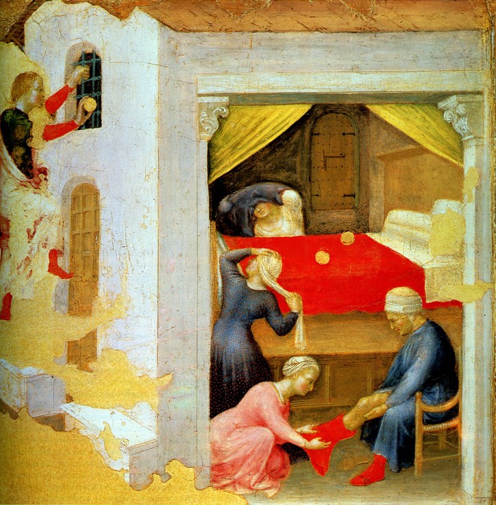 The dowry for the three virgins (from the Polyptych Quartesi) a Gentile da Fabriano