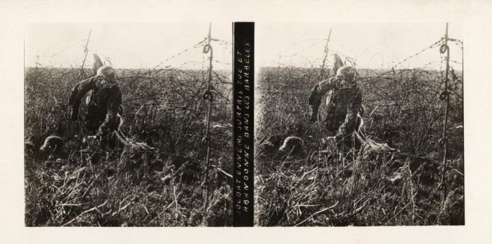 Leiche eines deutschen Soldaten im Drahtverhau. a Gentile da Fabriano