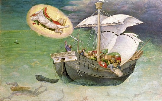 St. Nicholas Saves a Ship from Wreckage, predella panel from the Quaratesi Altarpiece a Gentile da Fabriano