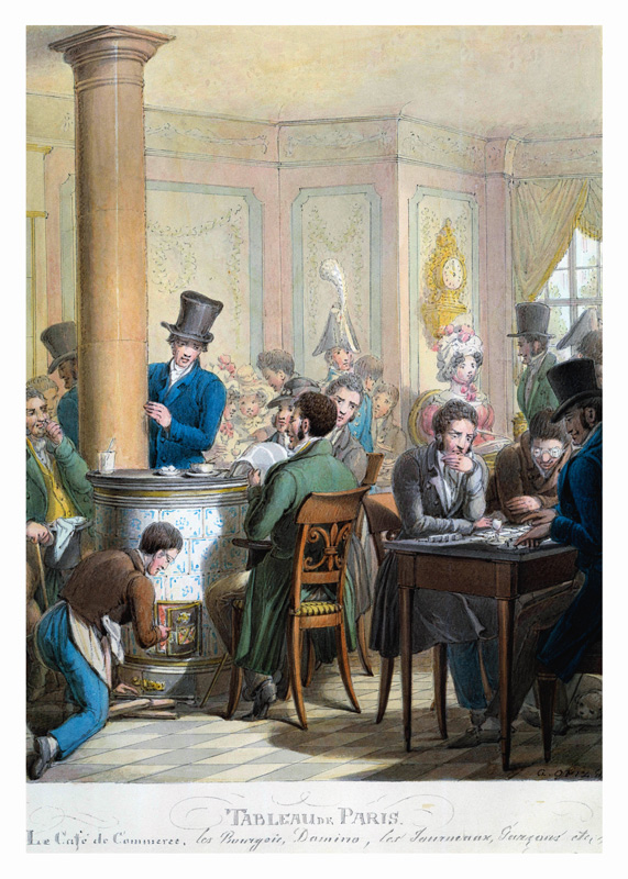The Cafe de Commerce, from 'Tableau de Paris'  on a Georg Emanuel Opitz