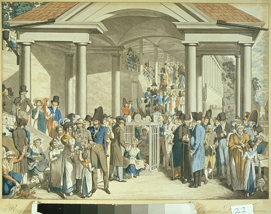 Health Community at the Karlsbader Fountain, 1810 (aquatint drawing) a Georg Emanuel Opitz