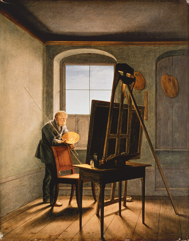 Caspar David Friedrich in his studio a Georg Friedrich Kersting