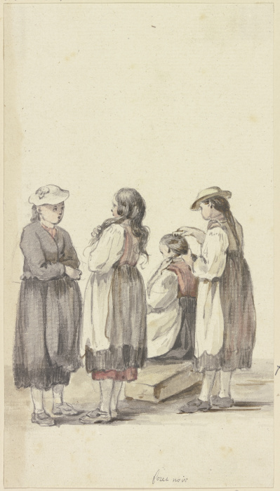 Vier Schwarzwälder Bauernmädchen a Georg Melchior Kraus