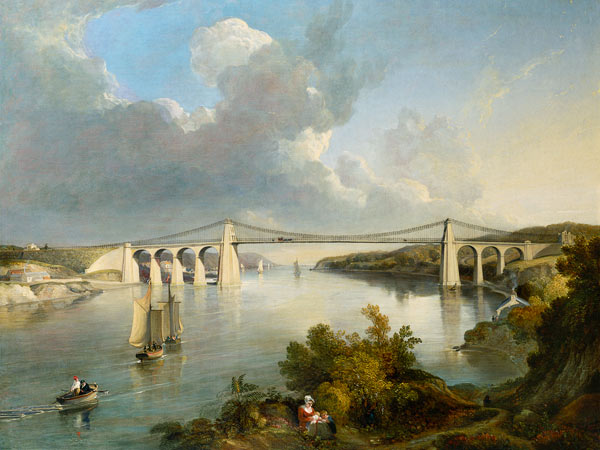 The Menai Bridge, North Wales a George Arnald