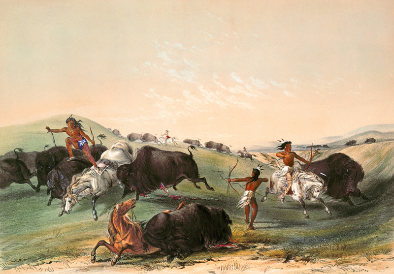 Buffalo Hunt, plate 7 from Catlin's North American Indian Collection, engraved by McGahey, Day and H a George Catlin