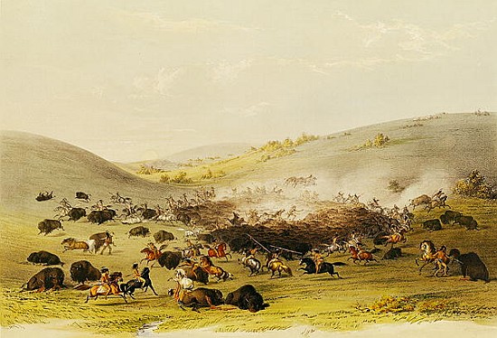 Buffalo Hunt, Surround, c.1832 a George Catlin
