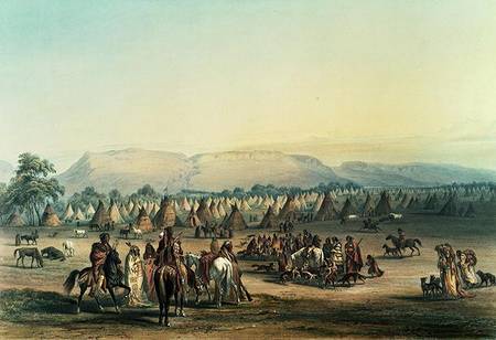 Camp of Piekann Indians a George Catlin