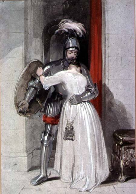 Lady and Knight (watercolour) a George Cattermole
