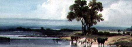 Lake with Cattle, China a George Chinnery