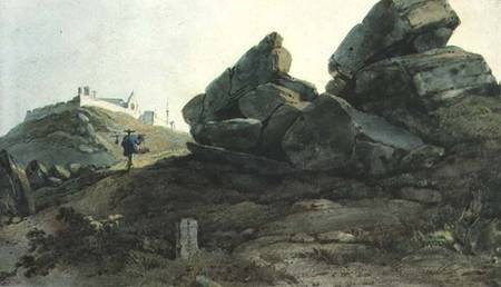 Rocks and a Hill Convent, China a George Chinnery
