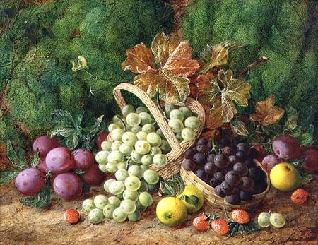 Still Life with Plums, Apples and Baskets of Grapes a George Clare