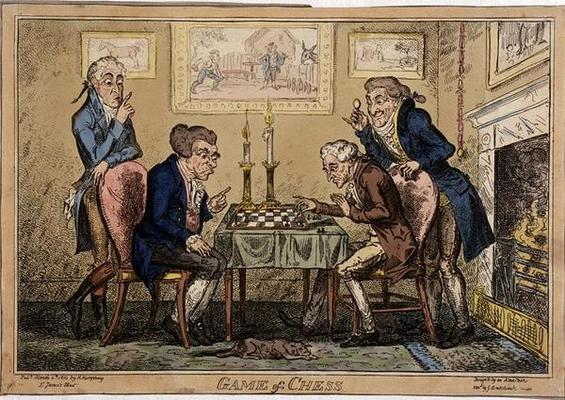 Game of Chess, published by H. Humphrey, London (coloured etching) a George Cruikshank