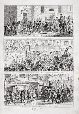 Jack's journey from Newgate to Tyburn, illustration from 'Jack Sheppard: A Romance' by William Harri a George Cruikshank