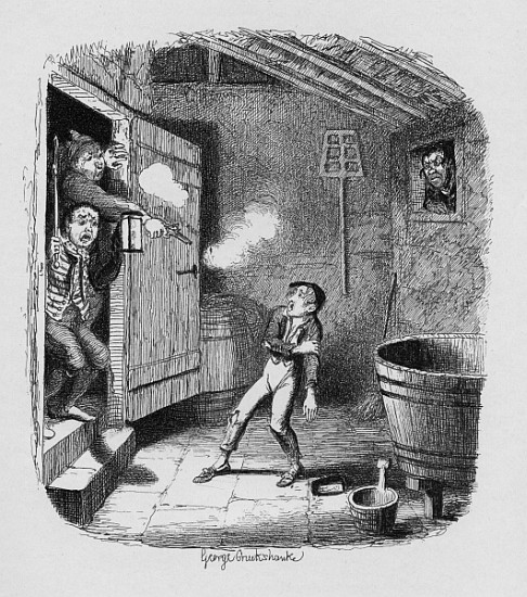 The Burglary, from ''The Adventures of Oliver Twist'' Charles Dickens (1812-70) 1838, published by C a George Cruikshank