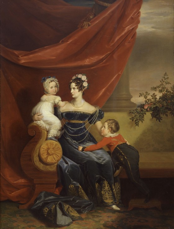 Portrait of Empress Alexandra Fyodorovna (Charlotte of Prussia) with children a George Dawe
