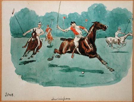 The Month of June: Polo (pen & ink and w/c on paper) a George Derville Rowlandson