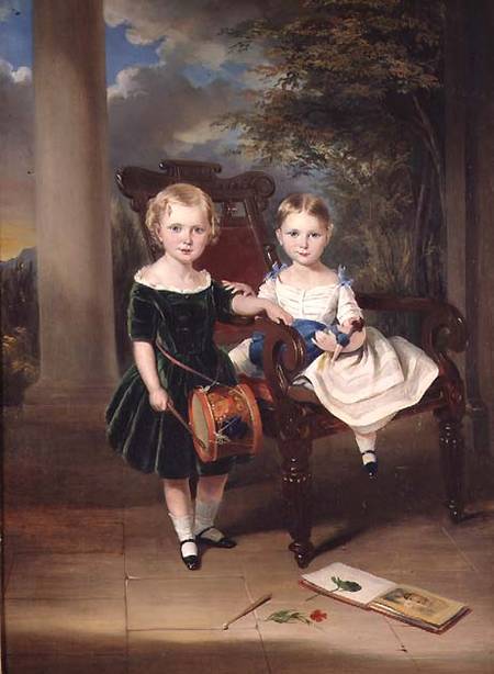 Portrait of two Children, Herbert and Rose a George Duncan Beechey