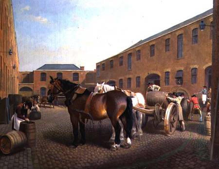 Loading the Drays at Whitbread Brewery, Chiswell Street, London a George Garrard