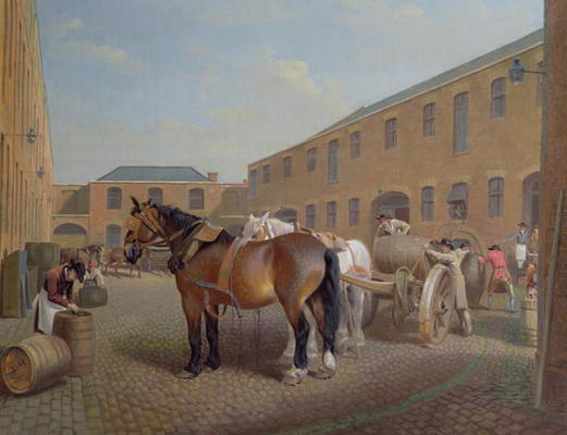 Loading the Drays at Whitbread Brewery, Chiswell Street, London, 1783 a George Garrard