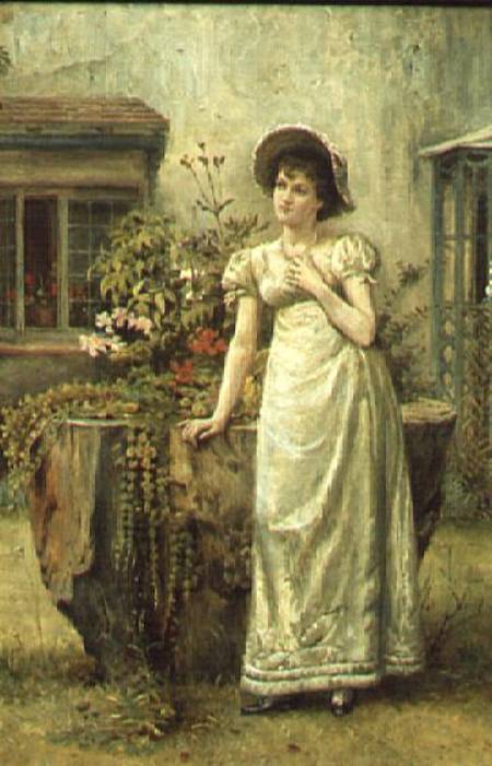 Young Woman beside a Tree Stump a George Goodwin Kilburne