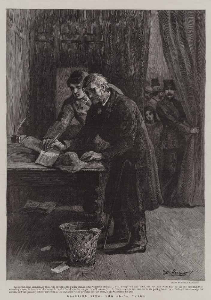 Election Time, the Blind Voter a George Harcourt