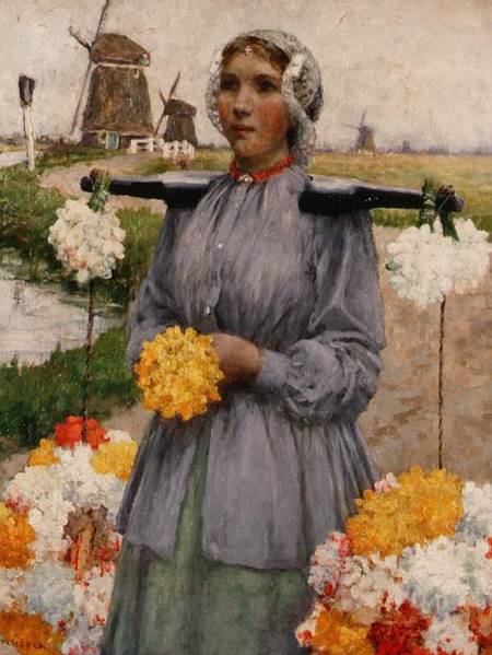 A Dutch Flower Girl a George Hitchcock