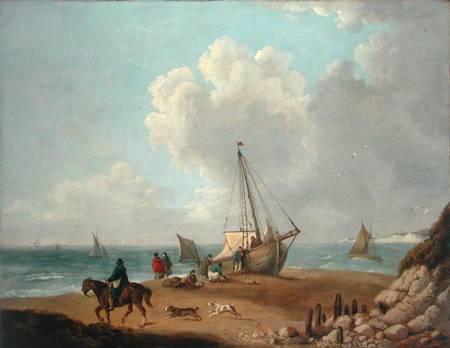 Fisherfolk Unloading their Catch in Freshwater Bay, Isle of Wight a George Morland