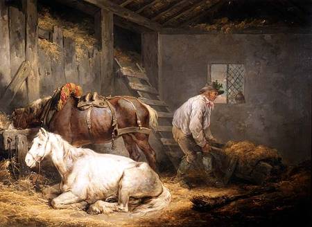 Horses in a stable a George Morland